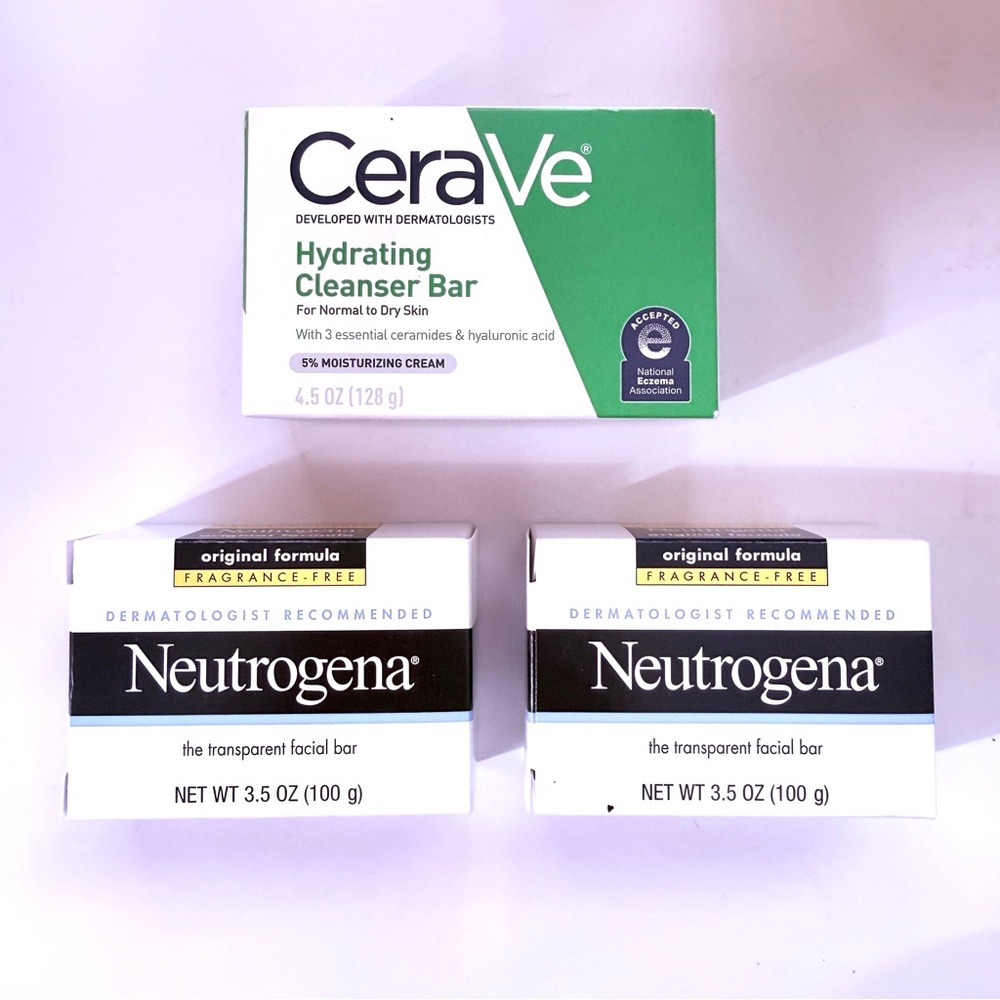 New Neutrogena & CeraVe Facial Bar Bundle (3 Pieces)